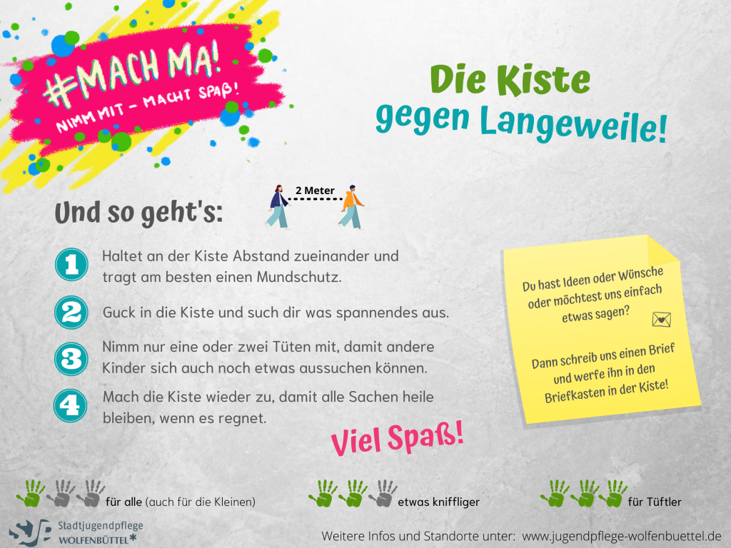 ANleitung zur Nutzung der MACH MA! Kisten als Bild.